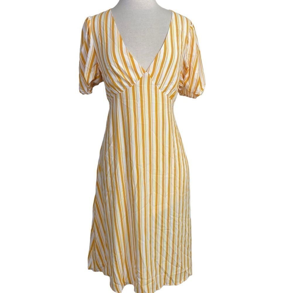 Cupshe New ! L striped dress orange and white lined backless v neck W